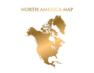Gold North america map High Detailed on white background. Abstract design vector illustration eps 10