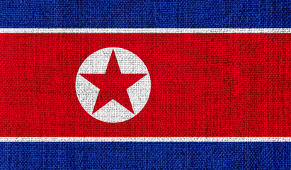 North Korea flag on knitted fabric