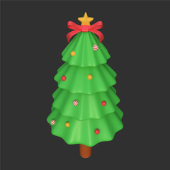 3D Christmas Gift Box Rendered on black background