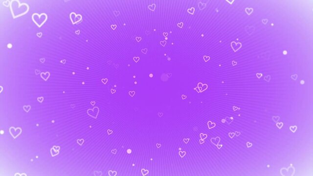 Purple romantic hearts on shiny background, holidays and Valentines day style background