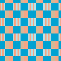 Check plaid background in bright blue and orange colors. Fashion seamless pattern