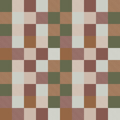 Check plaid vintage background in forest and earthy colors. Fashion seamless pattern