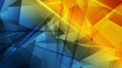 Fototapeta premium Glossy blue orange abstract low poly technology background