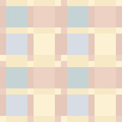 Checkered background in pastel blue, yellow and dusty rose colors. Fashion seamless pattern