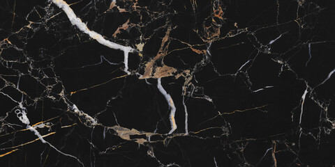 black Portoro marble with golden veins. Black golden natural texture of marble. abstract black, white, gold and yellow marbel. hi gloss texture of marble stone for digital wall tiles design.