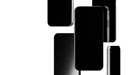 Black Smartphone mock up in white background. 3d illustration