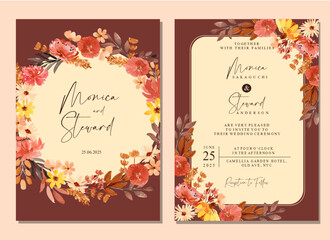 Watercolor Wedding Invitation Allium Purple Loose Floral 