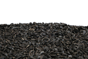 Sunflower seeds on a white background.