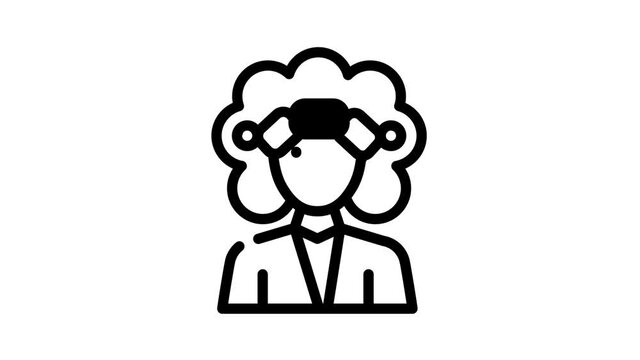 perm hair animated line icon perm hair sign. isolated on white background