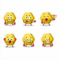 A sporty yellow gummy candy D boxing athlete cartoon mascot design