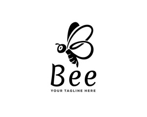 bee silhouette flying logo template illustration