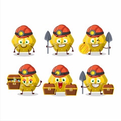 miners yellow gummy candy D cute mascot character wearing helmet