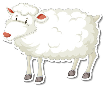 White sheep farm animal cartoon sticker
