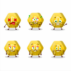 Yellow gummy candy D cartoon character with nope expression