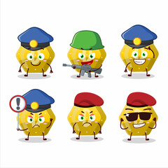 A dedicated Police officer of yellow gummy candy D mascot design style