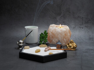 Zen Garden, Himalayan Salt Candle, Green Tea and Incense