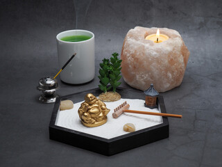 Zen Garden, Himalayan Salt Candle, Green Tea and Incense