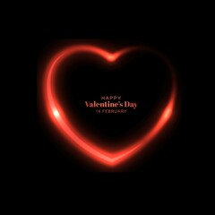 Beautiful glowing valentines day heart with black background