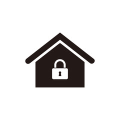 house under protection icon, simple safe home lock defence flat design concept vector for app ads web 