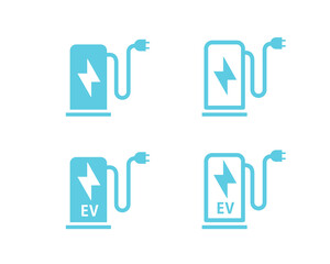 環境アイコン　電気自動車　充電スタンド　EVステーション　SDGs