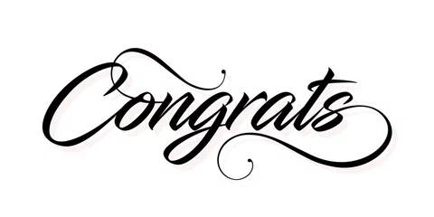 Fototapeten Creative Typography of Congrats. Editable Illustration. Congratulations Card in Cursive Calligraphy. © Chander