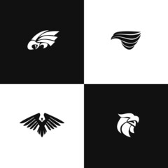 Fototapeta premium Logo Eagle Silhouette black white set