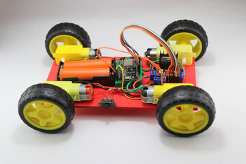 Programmable robotic car with four wheel drive and wireless control ability. Iot project concept...