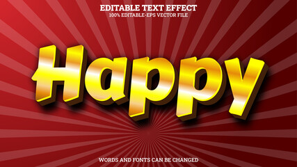 3D Text Style Effect Editable Happy