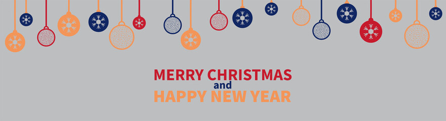 Christmas banner with the numbers of the year 2022. Ornament from balls with snowflakes in a flat style. Vector illustration