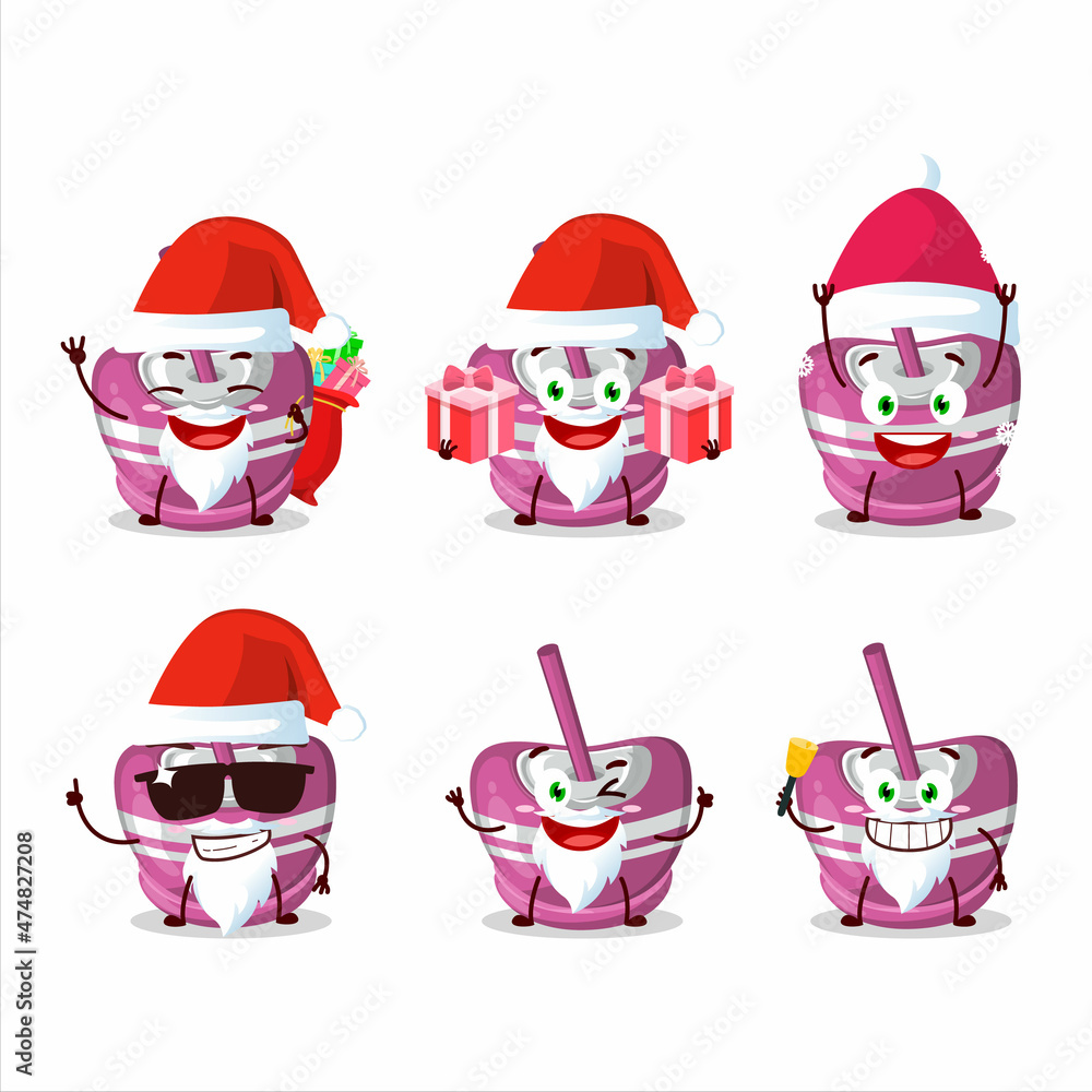 Sticker santa claus emoticons with pink sugar candy cartoon character