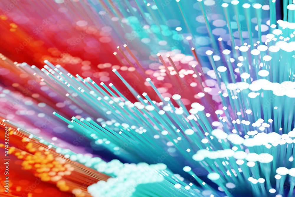 Poster 3d illustration of design colorful abstract digital sound wave soft focus. voice recognition, equali