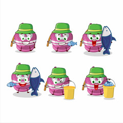 Fototapeta premium A fisherman pink sugar candy cartoon picture catch a big fish