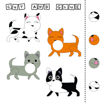 Vector illustration of mead animals lacking the desired element. paper game for the development of preschoolers. Cut out parts of the image and glue on the animal. A fun game for kids and kids