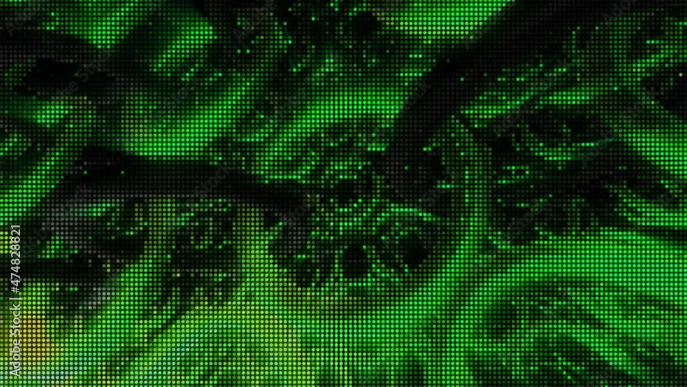 Poster abstraction. motion. the black rings connected to the green circles rotate around their axis