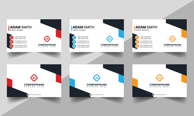 modern, corporate business card bundle., name card template, horizontal simple clean layout design template, Business banner template for website with red, blue and yellow color