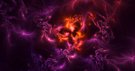 3D rendering abstract multicolor fractal light background