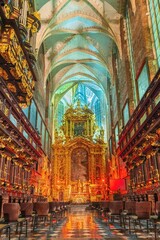 Wspaniałe wnętrze kościoła bazyliki w Krakowie © Michal45