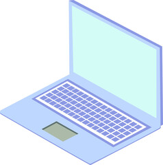 blue pastel laptop, suitable fot technology industry illustration