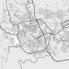 Fototapeta na wymiar Urban city map of Abha. Vector poster. Black grayscale street map.