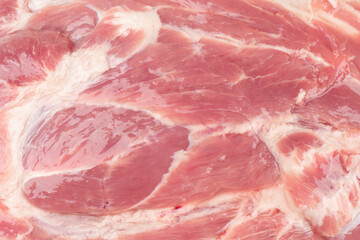 Big piece of fresh pork meat texture background. Raw fresh pork neck meat surface
