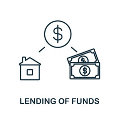 Lending Of Funds icon. Line element from banking operations collection. Linear Lending Of Funds icon sign for web design, infographics and more.