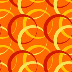 Behang Oranje Illustratie Naadloos patroon op een vierkante achtergrond - ringen zijn gekleurd. Ontwerpelement