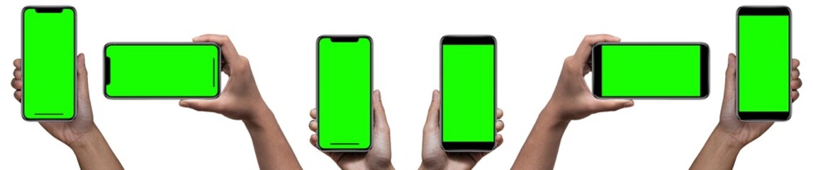 Smartphone similar to iphone 12 with green screen for Infographic Global Business Marketing Plan,...