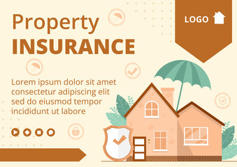 Property Insurance Brochure Template Flat Design Illustration Editable of Square Background Suitable for Social media, Greeting Card and Web Internet Ads