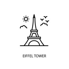 Eiffel Tower france paris Outline Illustration in vector. Logotype