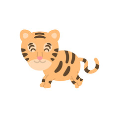 illustration of a tiger that is funny, cute, and adorable. tiger facial expression. zodiac. flat cartoon style. vector design. can be used for sticker, emoji, character.