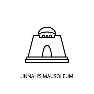 Mazar E Quaid, Karachi, Pakistan,  Outline Illustration In Vector. Logotype