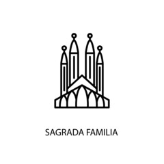 Sagrada Familia, Barcelona, Spain, Outline Illustration in vector. Logotype