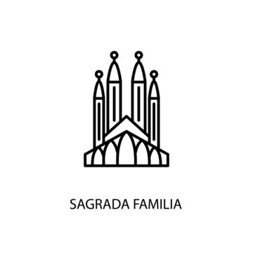Sagrada Familia, Barcelona, Spain, Outline Illustration in vector. Logotype