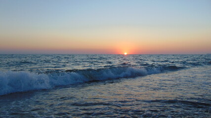 sea, sunset, sky, water, ocean, beach